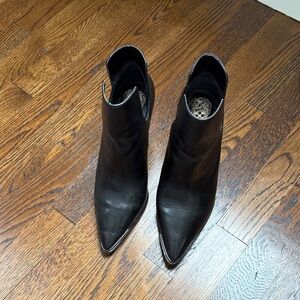 Vince Sleek Black Leather Ankle Booties